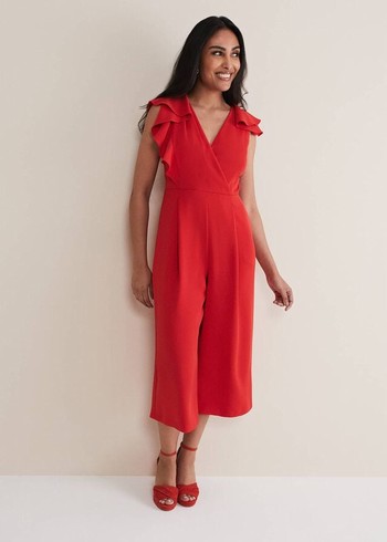 Phase Eight Petite Nicky Ruffle Dress Red Canada | UXVMQH-082